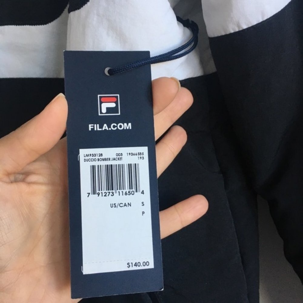 Fila Duccio Bomber Zip Up Black Jacket With Logo Small - Picture 6 of 11